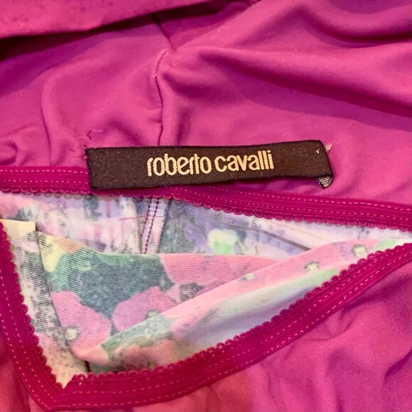 ROBERTO CAVALLI Vintage Romantic Floral Jersey Mini Dress in Pink Size Small - Picture 9 of 10